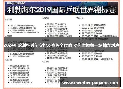 2024年欧洲杯时间安排及赛程全攻略 助你掌握每一场精彩对决 2024年欧洲杯时间安排及赛程全攻略 助你掌握每一场精彩对决