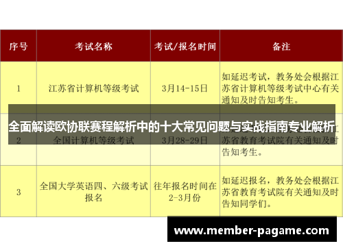 全面解读欧协联赛程解析中的十大常见问题与实战指南专业解析